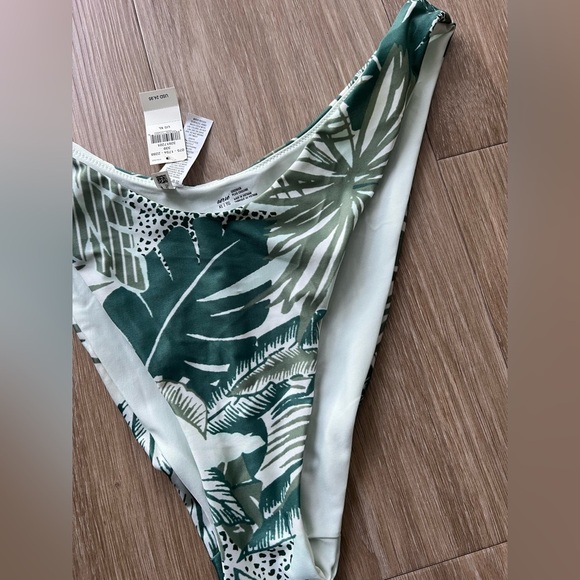 Tropical Leaf Print Aerie High-Waisted Cheekier Bikini Swim Bottom Size XL - Picture 2 of 4